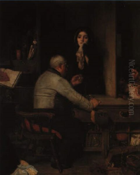 Hard Times (at The Pawnbroker's) Oil Painting by Thomas Reynolds Lamont