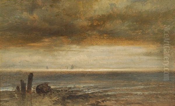 Marine Par Temps Calme Oil Painting by Jean Pierre Francois Lamoriniere