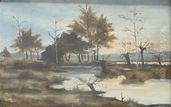 L'etang Oil Painting by Jean Pierre Francois Lamoriniere