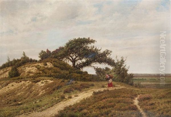 Paysanne A La Fagne Oil Painting by Jean Pierre Francois Lamoriniere