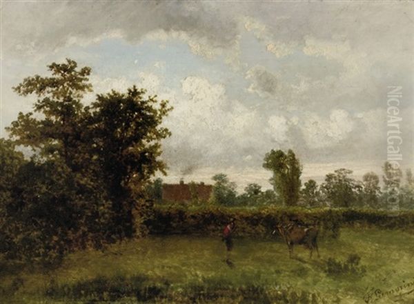 In The Meadow Oil Painting by Jean Pierre Francois Lamoriniere