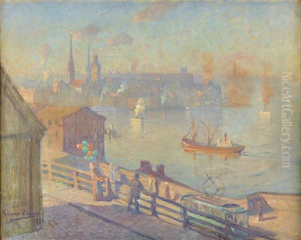 Utsikt Over Gamla Stan, Stockholm Oil Painting by Gunnar Lampa