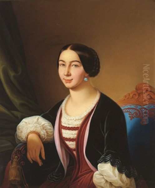 Bildnis Einer Dame Mit Gruner Samtjacke Oil Painting by Johann Baptist (Giovanni) Lampi III