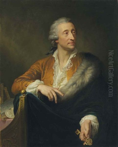 Portrait Of Count Franz Peter Friedrich Von Diesbach (1739-1811), Half-length Oil Painting by Johann Baptist Lampi the Elder