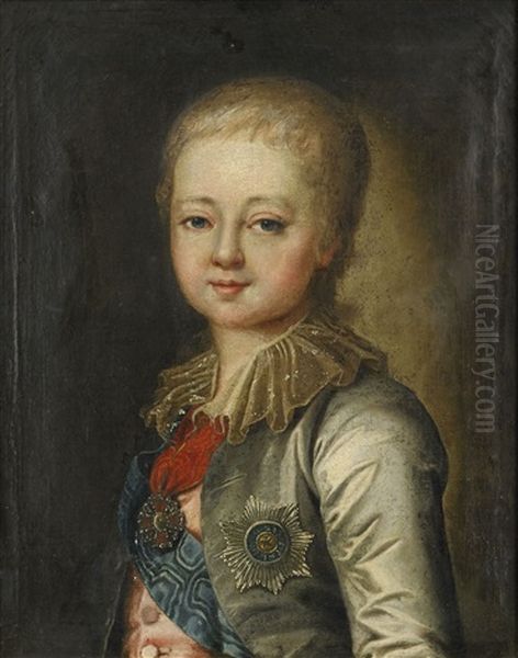 Portrait Of Grand Duke Alexander Pavlovich, Later Emperor Alexander I As Child Oil Painting by Johann Baptist Lampi the Elder