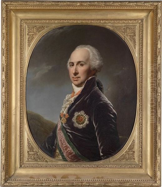 Bildnis Des Grafen Rudolf Von Wrbna Und Freudenthal Mit Dem Orden Vom Goldenen Vlies Und Dem Kgl. Ungarischen St. Stephansorden Oil Painting by Johann Baptist Lampi the Elder