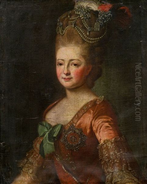 Zarin Maria Fjodorowna (mit Russischem St. Katharinen-orden, Mit Band Und Bruststern, I. Klasse) Oil Painting by Johann Baptist Lampi the Elder