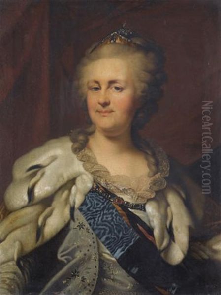 Portrait Of Catherine The Great Oil Painting by Johann Baptist Lampi the Elder