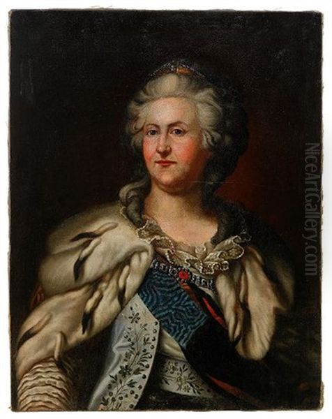 Portrait Of Catherine The Great Oil Painting by Johann Baptist Lampi the Elder