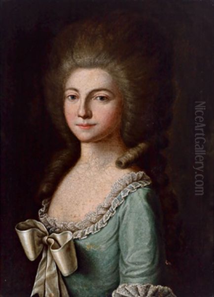 Vermutliches Bildnis Maria Josefa Von Bayern, Zweite Gemahlin Kaiser Josefs Ii Oil Painting by Johann Baptist Lampi the Elder