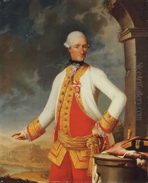 Portrait Of An Austrian General In A Gold-embroidered Suit With A Lace Collar And Cuffs, Wearing The Badge Of The Order Of Maria Theresa Oil Painting by Johann Baptist Lampi the Elder