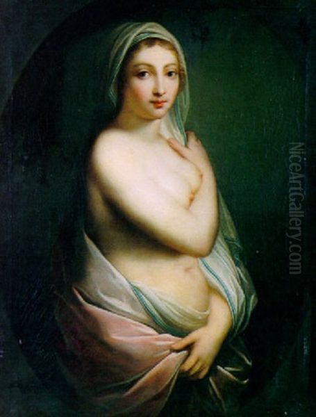 Portrait De Jeune Femme Sortant Du Bain Oil Painting by Johann Baptist Lampi the Elder