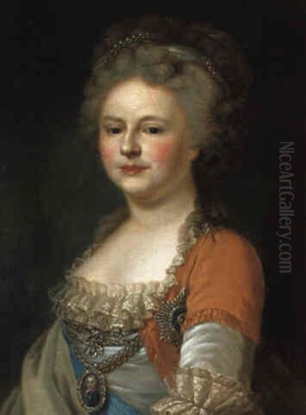 Maria Fjodorowna, Gemahlin Paul I. Von Rusland Oil Painting by Johann Baptist Lampi the Elder