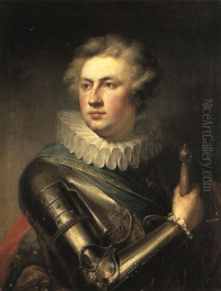 Portrait Du Comte Louis Starzynski, Portant Une Armure Oil Painting by Johann Baptist Lampi the Elder