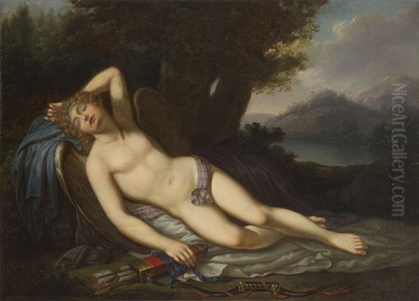 Sleeping Cupid Oil Painting by Johann Baptist Lampi the Younger