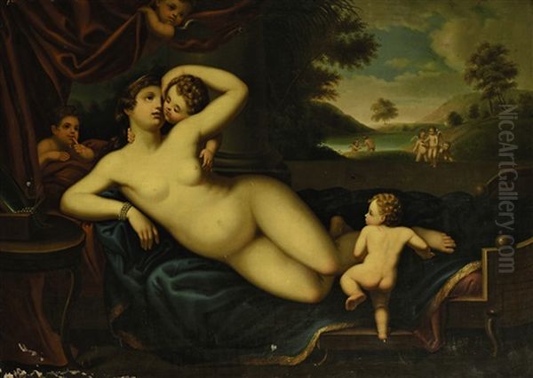 Venus Mit Amoretten Oil Painting by Johann Baptist Lampi the Younger