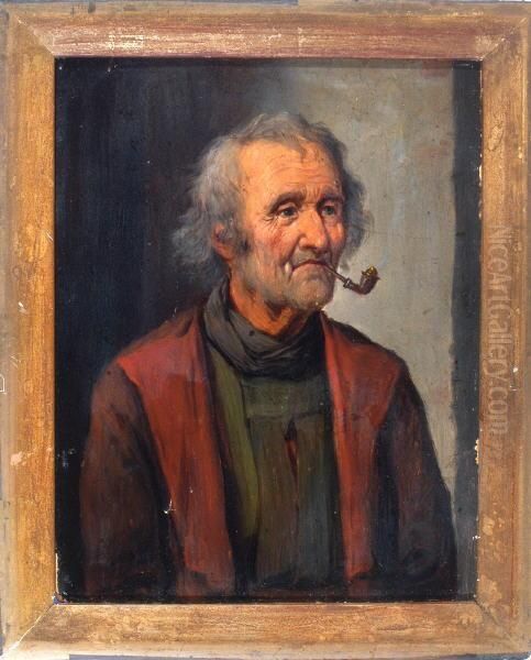 Portrait Eines Pfeiferauchers Oil Painting by Adolf Behrens