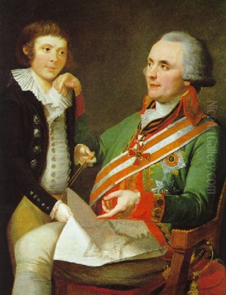 Portrat Platon Alexandrowitsch Zuboff Als Chef Des Kadettenkorps Mit Einem Schuler(?) Oil Painting by Johann Baptist Lampi the Younger