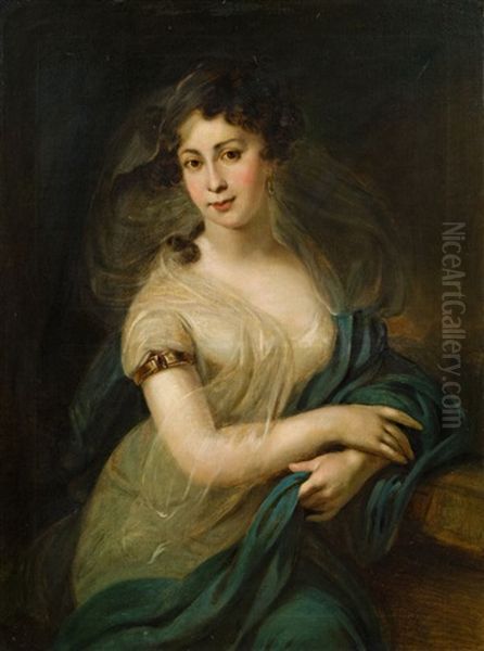 Damenbildnis (wohl Baronin Perez Perez, Geb. Von Houslab) Oil Painting by Franciszek Lampi