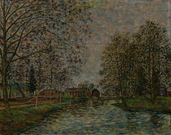 From The Poutala Bridge Oil Painting by Vilho Lampi