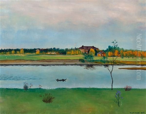 Autumn View Oil Painting by Vilho Lampi