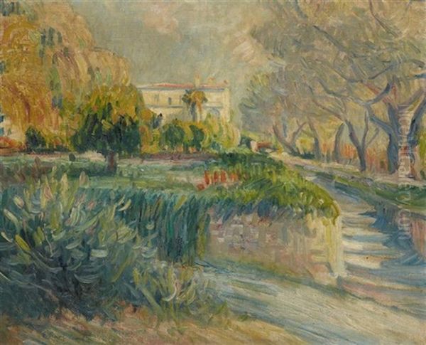 La Maison De Renoir A Cagnes Sur Mer Oil Painting by Pierre (Desire Eugene) Franc Lamy