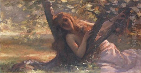 Nymphe Alanguie Oil Painting by Pierre (Desire Eugene) Franc Lamy