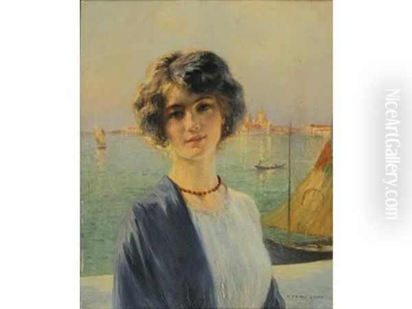 Portrait De Jeune Fille A Venise Oil Painting by Pierre (Desire Eugene) Franc Lamy