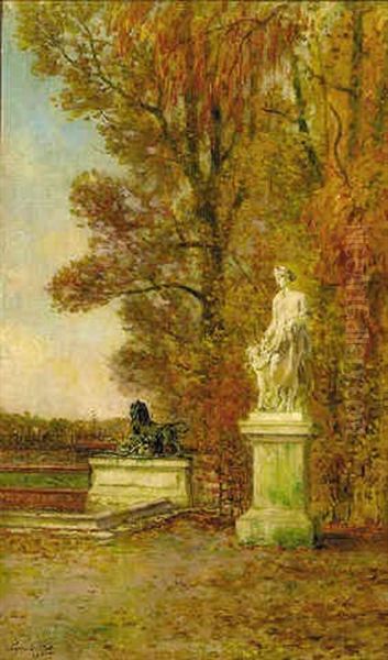 Statues In The Garden Of Versailles by Pierre (Desire Eugene) Franc Lamy