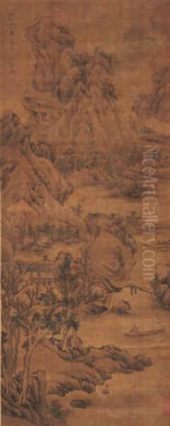 Landscape After Zhao Mengfu Oil Painting by  Lan Ying