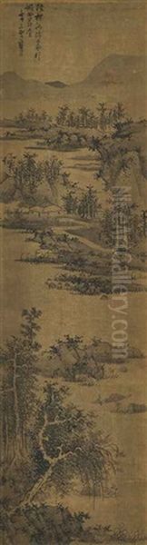 Landscape After Wu Zhen Oil Painting by  Lan Ying