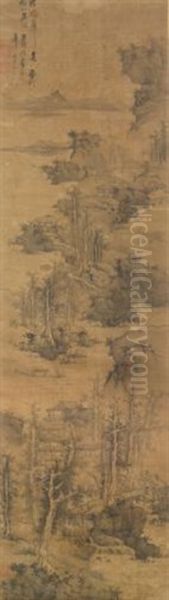 Landscape (after Wu Zhen) Oil Painting by  Lan Ying