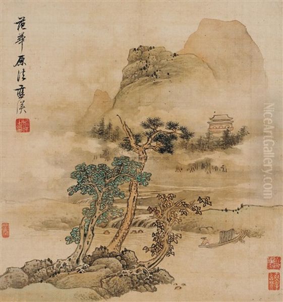 Landscape In Fankuan's Style Oil Painting by  Lan Ying