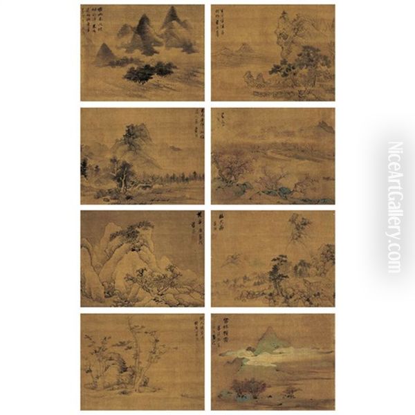 Landscape Paintings After Masters In Yuan Dynasty (4 Works) Oil Painting by  Lan Ying