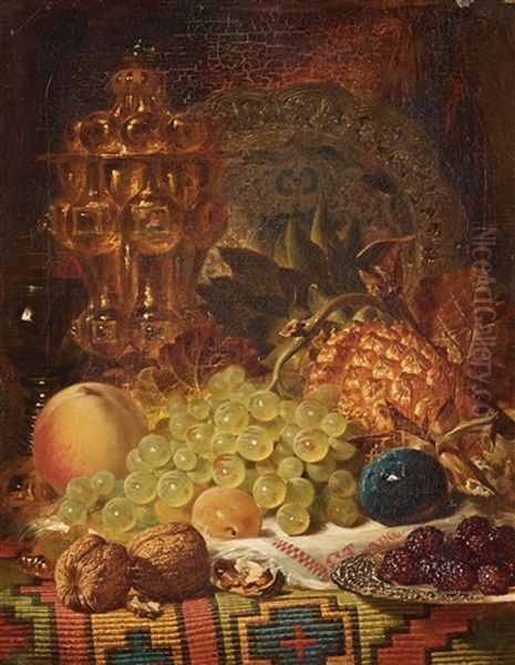 Still Life With Fruits And Walnuts Oil Painting by George Lance