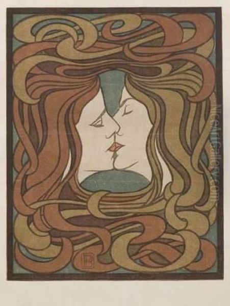 Der Kuss (le Baiser) Oil Painting by Peter Behrens