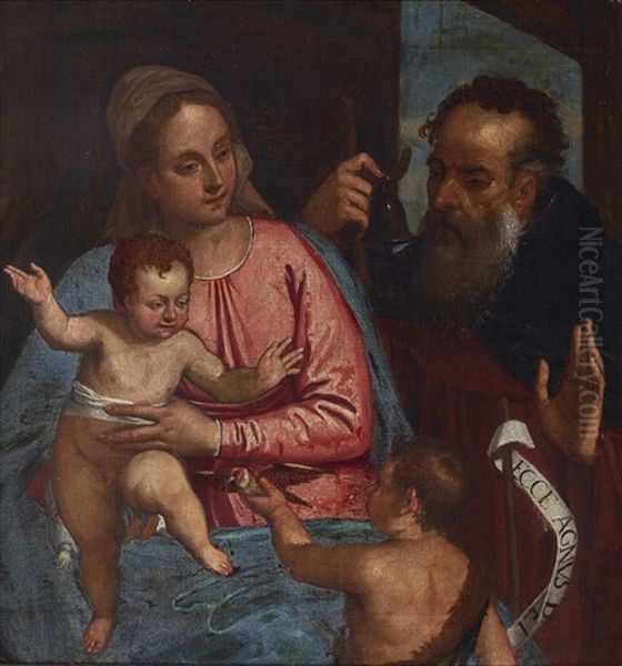 The Holy Family With St. John The Baptist Oil Painting by Polidoro da Lanciano