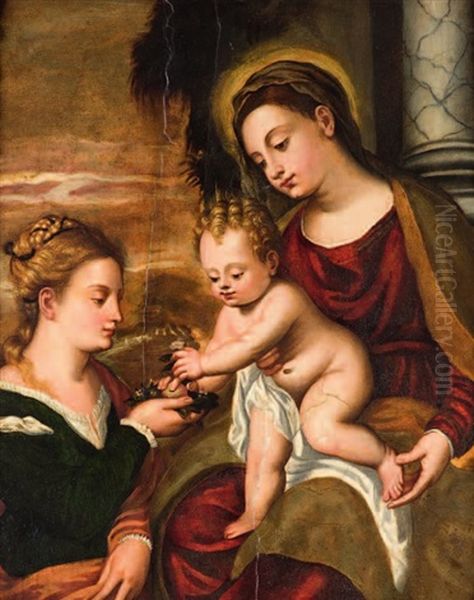 Madonna Con Bambino E Santa Dorotea Oil Painting by Polidoro da Lanciano