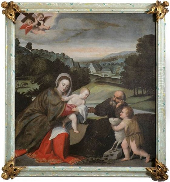 Heilige Familie Mit Dem Johannesknaben Oil Painting by Polidoro da Lanciano