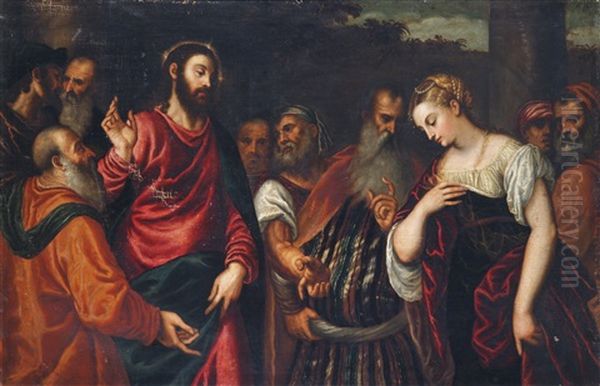 Christus Und Die Ehebrecherin Oil Painting by Polidoro da Lanciano