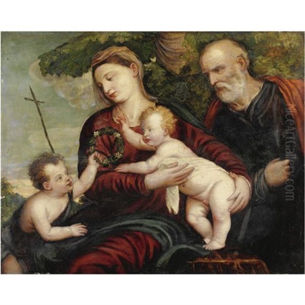 Sacra Famiglia Con San Giovannino Oil Painting by Polidoro da Lanciano