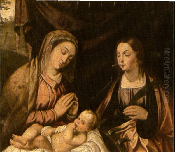 Madonna Mit Kind Und Die Heilige Katharina Oil Painting by Polidoro da Lanciano