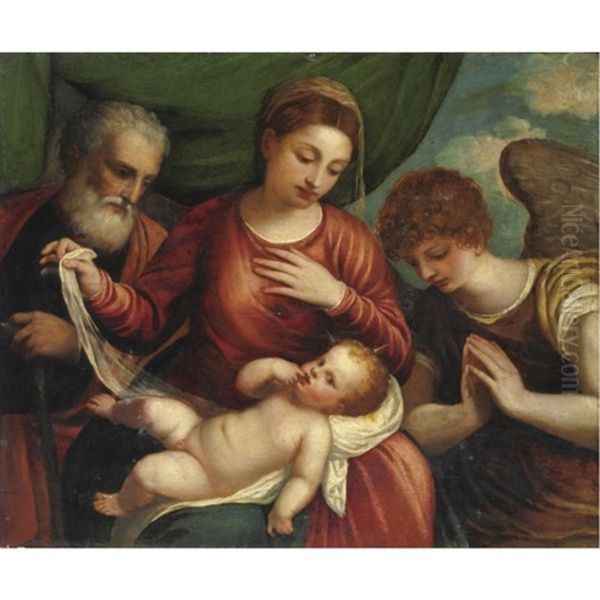 Sacra Famiglia Con San Giovannino Oil Painting by Polidoro da Lanciano