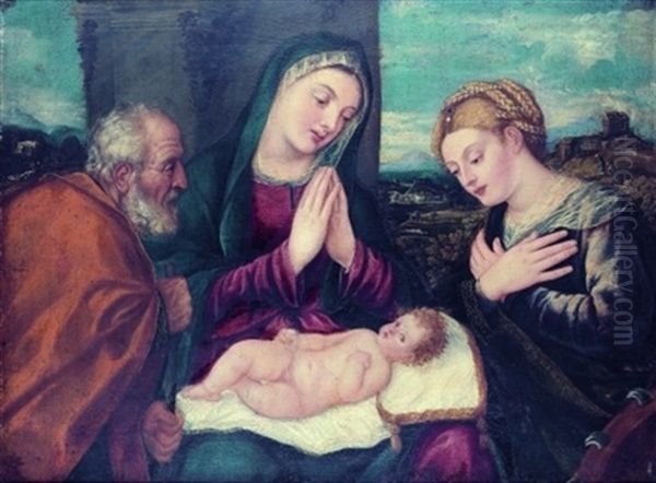 La Sainte Famille Et Sainte Catherine Oil Painting by Polidoro da Lanciano