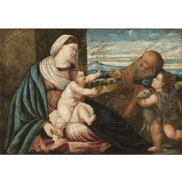 The Holy Family With The Infant Saint John The Baptist Oil Painting by Polidoro da Lanciano