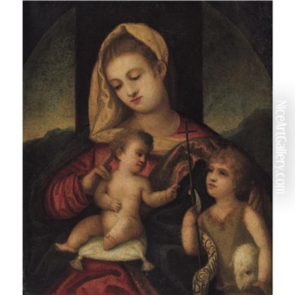 The Madonna And Child With The Infant Saint John The Baptist Oil Painting by Polidoro da Lanciano