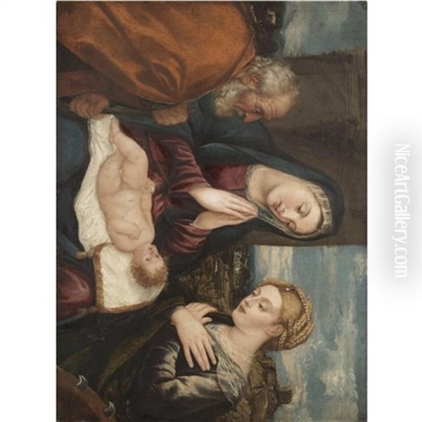 The Holy Family With Saint Catherine Of Alexandria Oil Painting by Polidoro da Lanciano