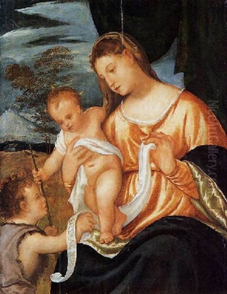 Madonna Con Bambino E San Giovannino Oil Painting by Polidoro da Lanciano