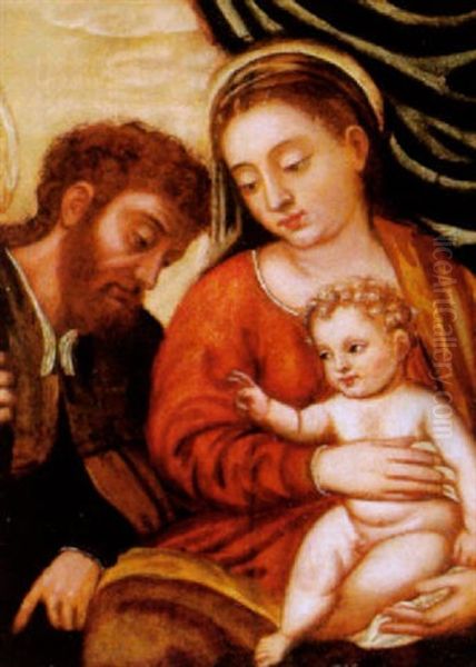 La Sacra Famiglia Oil Painting by Polidoro da Lanciano