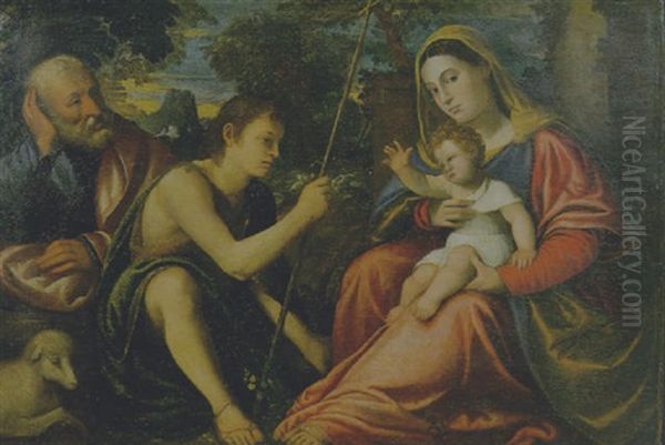 La Sacra Famiglia E S. Giovannino Oil Painting by Polidoro da Lanciano